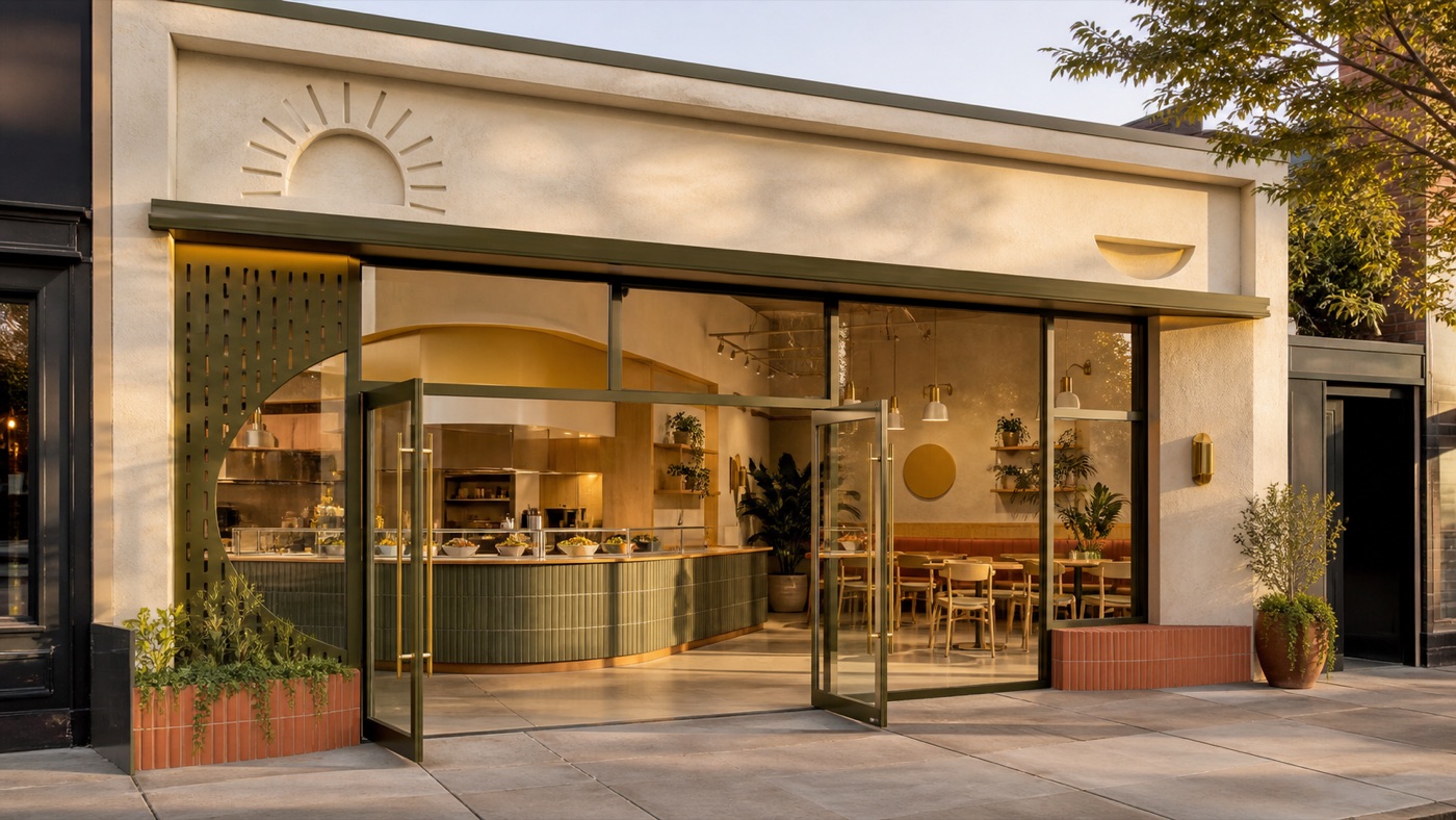 Illustrative concept of a warm BEHGA storefront